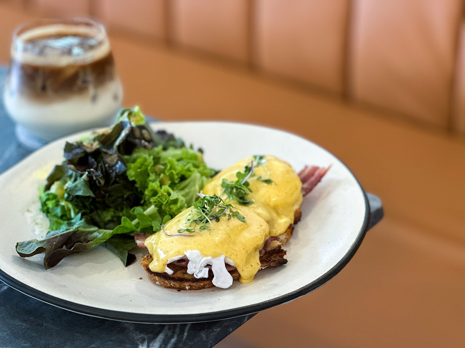 Eggs benedict on cornbread